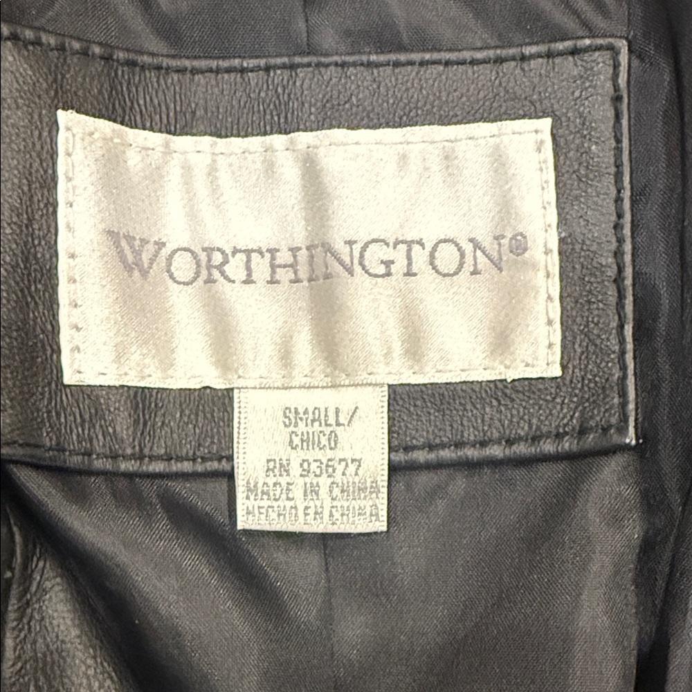 NWT VTG Worthington Genuine Lambskin Leather Jacket Black S - Picture 2 of 4